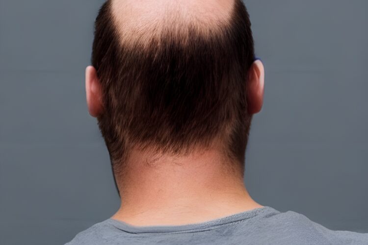 Man with male pattern baldness Male pattern baldness is a type of hair loss that is characterized by a predictable pattern of hair loss on the scalp. It is the most common type of hair loss in men, affecting up to 70% of men at some point in their lives. Male pattern baldness typically begins with a receding hairline at the temples and/or thinning at the crown of the head. Over time, the hair loss may progress to form an "M" shape on the scalp, with hair only remaining at the sides and back of the head. The cause of male pattern baldness is believed to be a combination of genetics and male hormones, specifically dihydrotestosterone (DHT), which is a byproduct of testosterone. DHT binds to hair follicles, causing them to shrink over time and produce thinner, shorter hairs until they stop producing hair altogether. While male pattern baldness is not a serious medical condition, it can have a significant impact on a man's self-esteem and confidence. Treatments for male pattern baldness include medications that block the production of DHT, hair transplant surgery, and scalp micropigmentation.